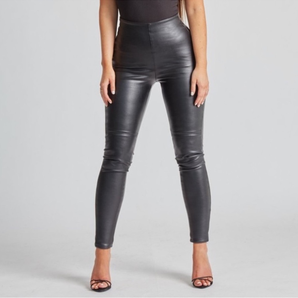 Sleek Black Leather Because of Alice BOA Leggings